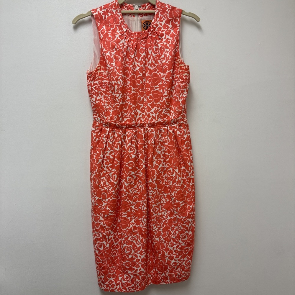 Tory‎ Burch Shift Dress Silk And Cotton Mix Coral Size 0